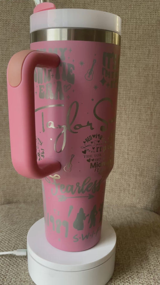 Laser Engraved Taylor Swift 40oz Tumbler w/ Straws