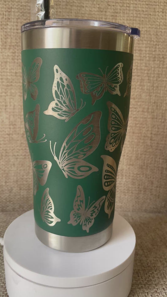 Laser Engraved Butterfly Tumbler