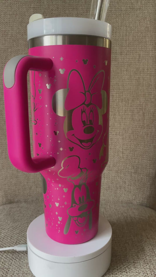 Laser Engraved Mickey & Friends 40oz Tumbler w/ Straws