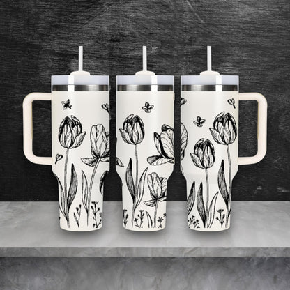 Tulip Floral Springtime Laser Engraved Stanley Quencher