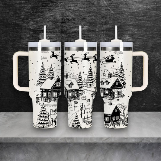 Christmas Village Laser Engraved Stanley Quencher