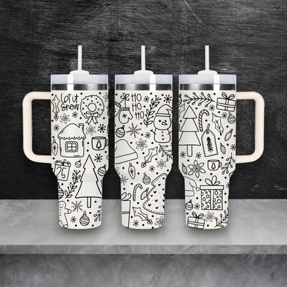 Christmas Doodles Laser Engraved Stanley Quencher