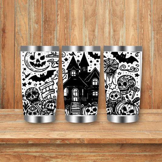 Spooky Haunted House Laser Engraved Travel Tumblers (Yeti)