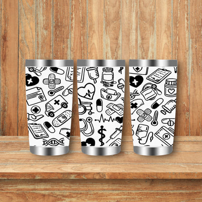 Medical Nurse Doctor Doodles Laser Engraved Travel Tumblers (Yeti)