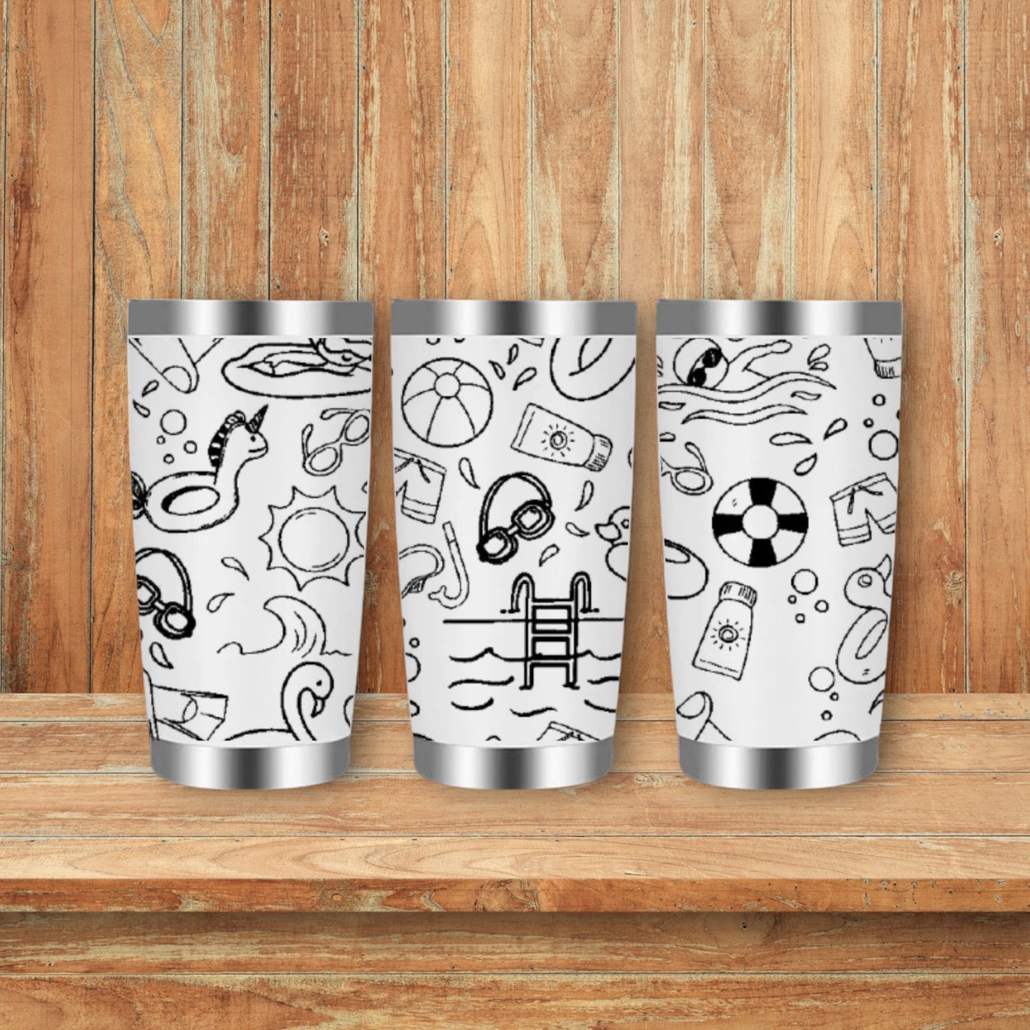 Swim Lifeguard Doodles Laser Engraved Travel Tumblers (Yeti)