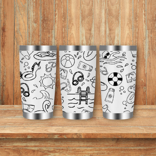 Swim Lifeguard Doodles Laser Engraved Travel Tumblers (Yeti)